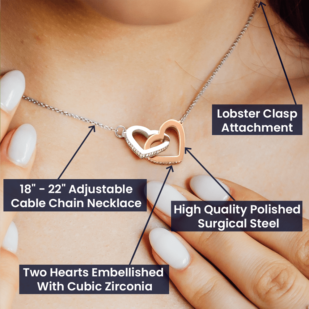 Interlocking Hearts Necklace – Symbol of Love Gift for Her (CZ Crystal Accent)