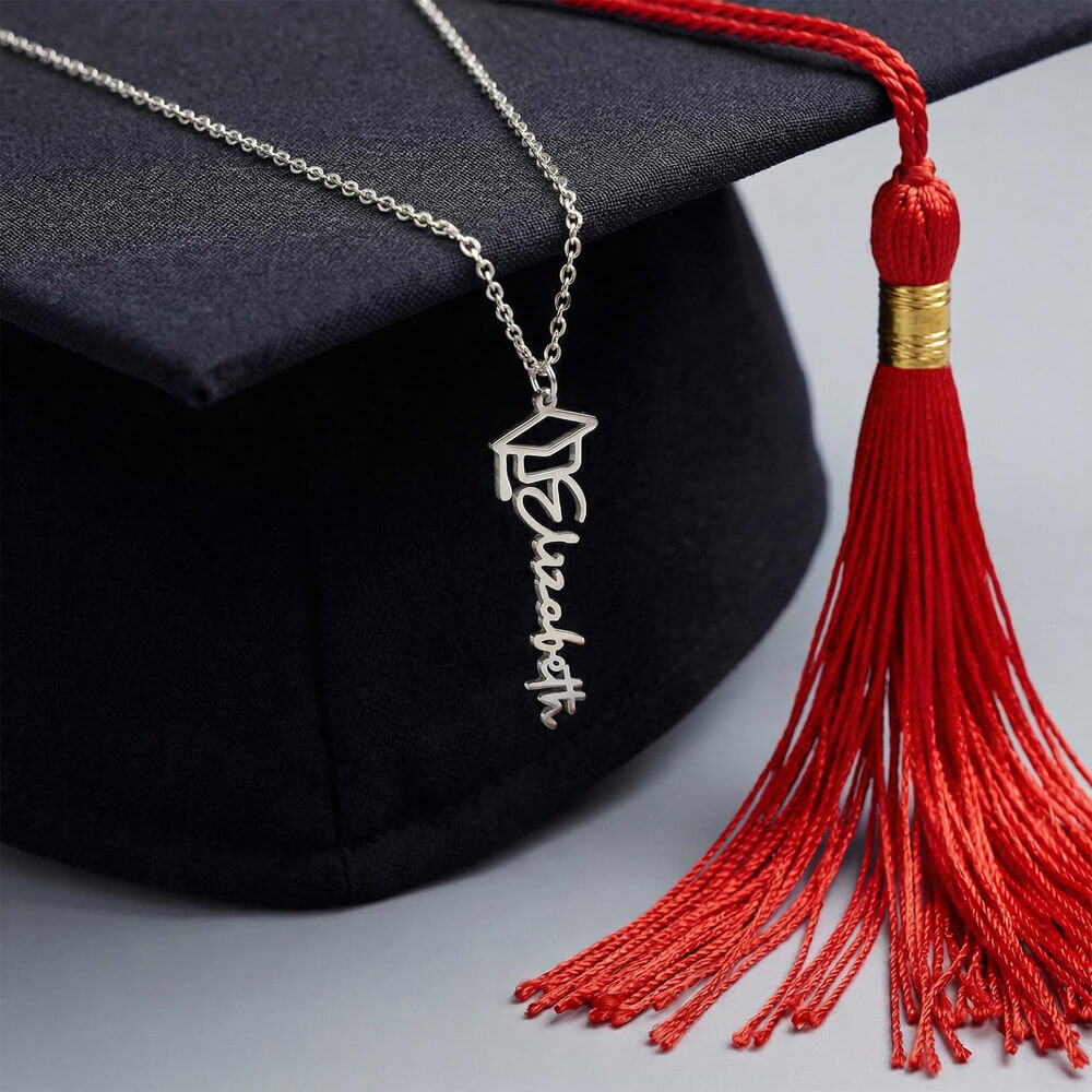 To My Graduate – Personalized Graduation Cap Name Necklace | Inspirational Gift for Daughter | Custom Graduation Jewelry Gift