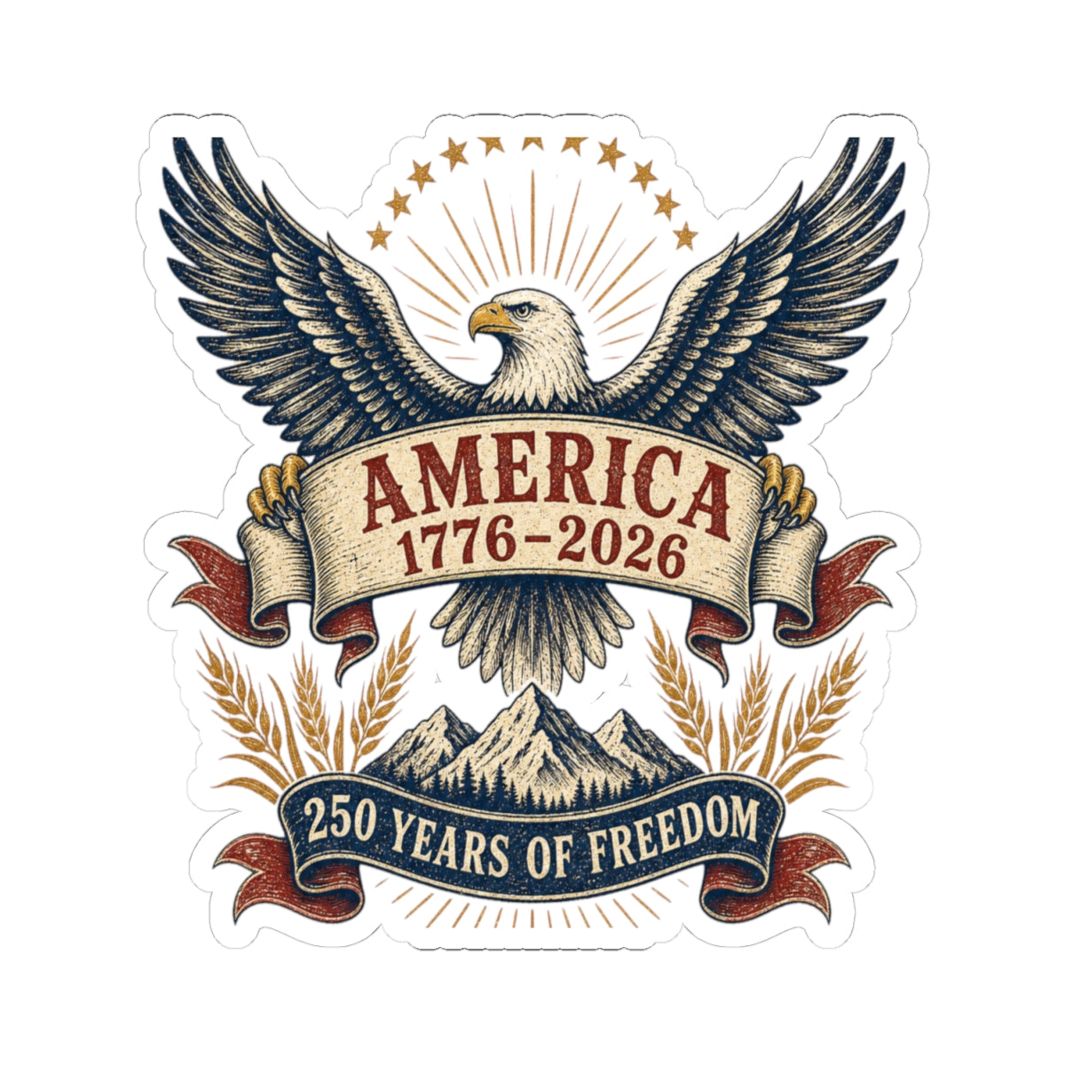 America 250 Patriotic Eagle Sticker | 1776–2026 Freedom Anniversary Decal | Vintage Americana Sticker