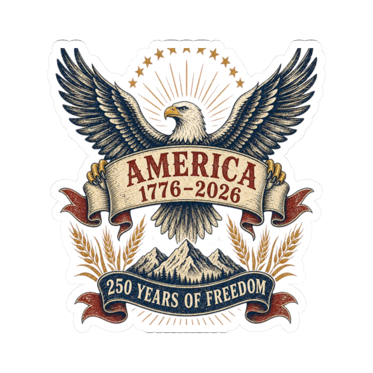 America 250 Patriotic Eagle Sticker | 1776–2026 Freedom Anniversary Decal | Vintage Americana Sticker