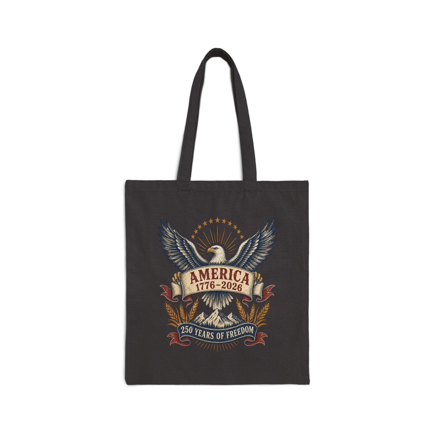 America 250 Vintage Tote Bag | Patriotic Eagle Canvas Tote | 1776–2026 Americana Market Bag