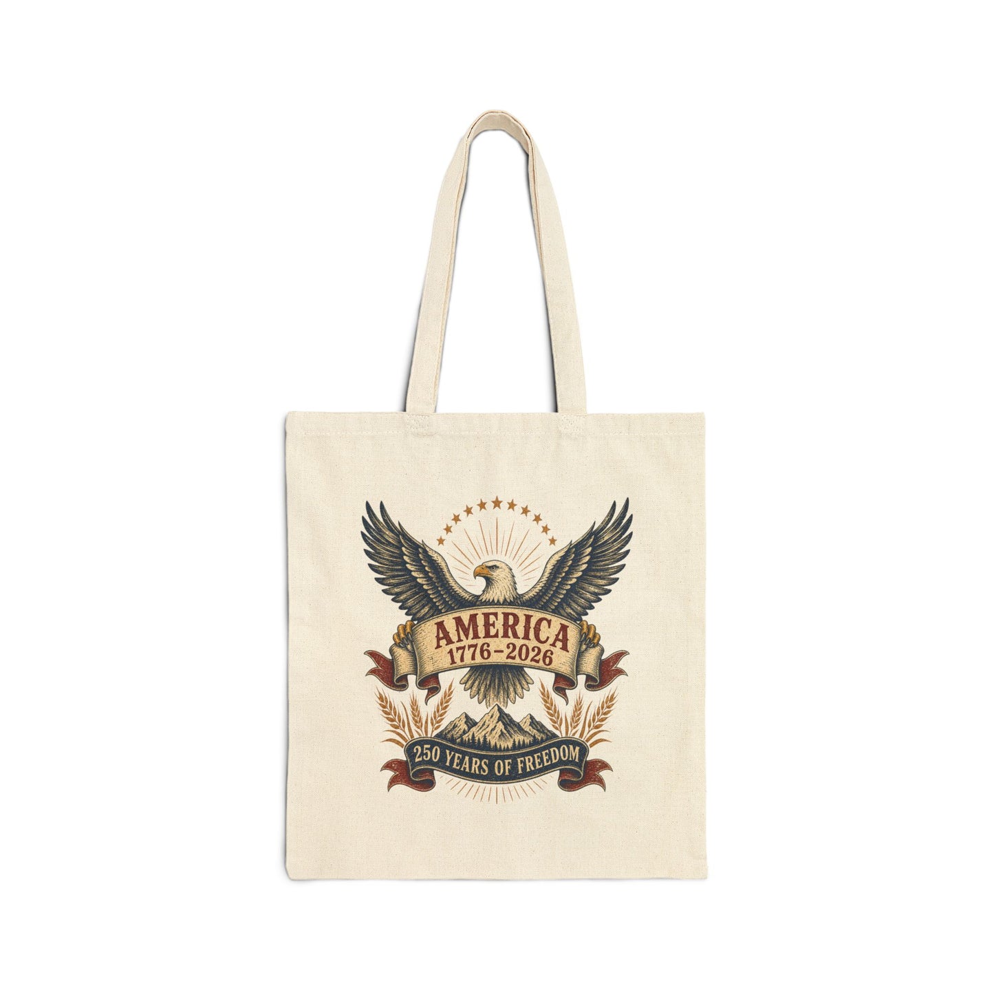 America 250 Vintage Tote Bag | Patriotic Eagle Canvas Tote | 1776–2026 Americana Market Bag
