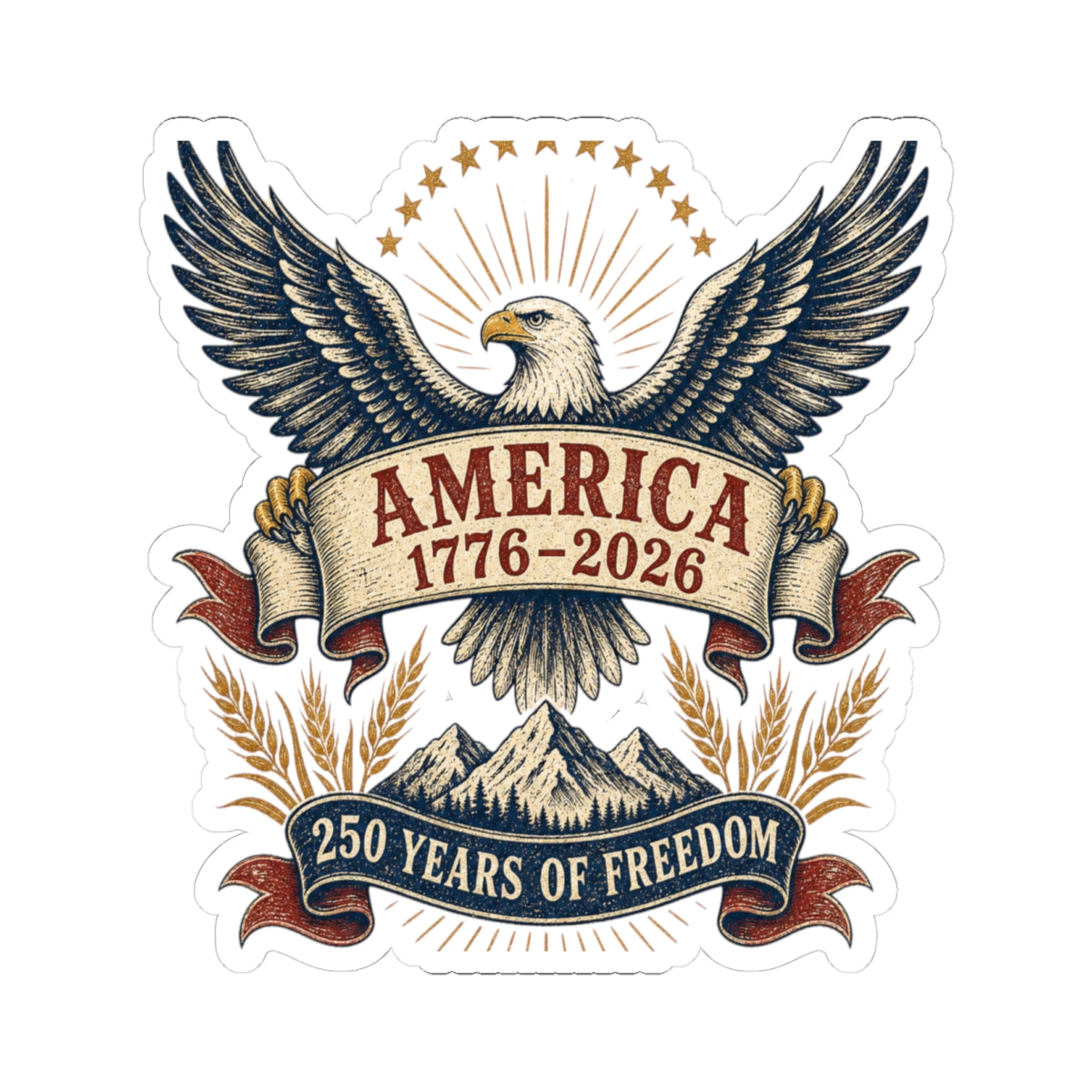 America 250 Patriotic Eagle Sticker | 1776–2026 Freedom Anniversary Decal | Vintage Americana Sticker