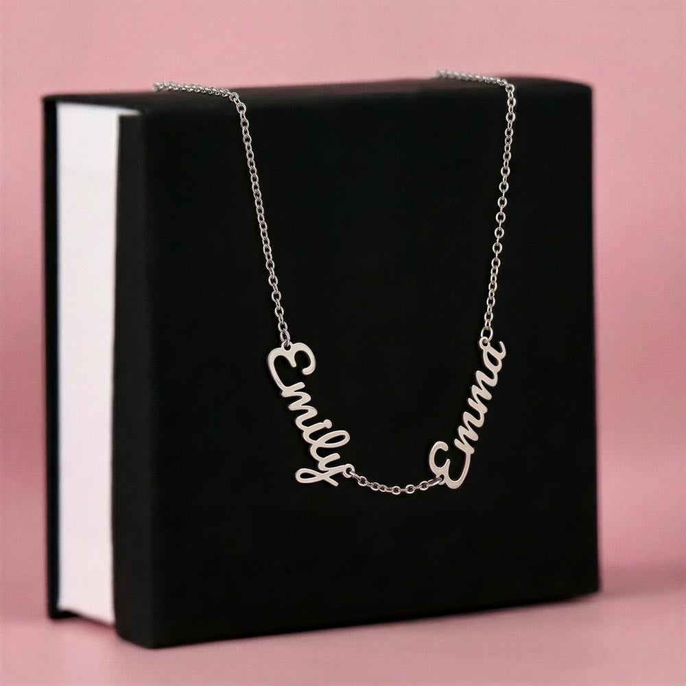Personalized Multiple Name Necklace – Custom Family Name Jewelry Gift for Mom (2–3 Names)