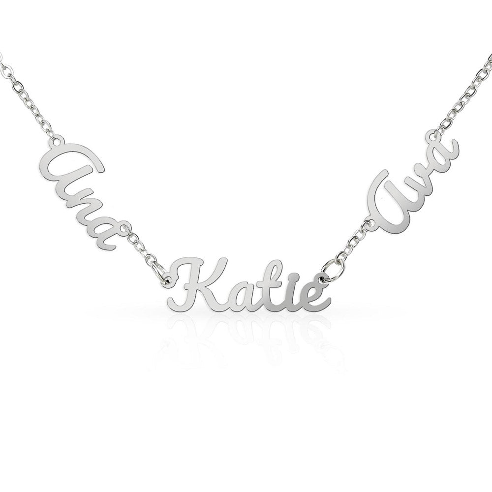 Personalized Multiple Name Necklace – Custom Family Name Jewelry Gift for Mom (2–3 Names)
