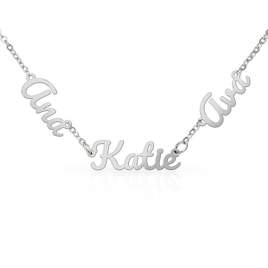 Personalized Multiple Name Necklace – Custom Family Name Jewelry Gift for Mom (2–3 Names)