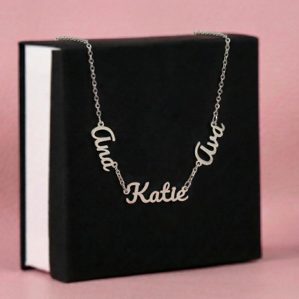 Personalized Multiple Name Necklace – Custom Family Name Jewelry Gift for Mom (2–3 Names)