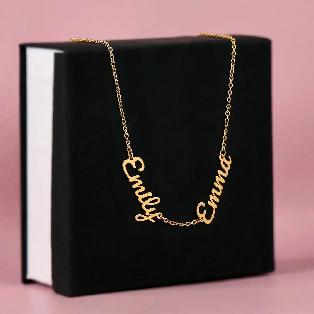 Personalized Multiple Name Necklace – Custom Family Name Jewelry Gift for Mom (2–3 Names)
