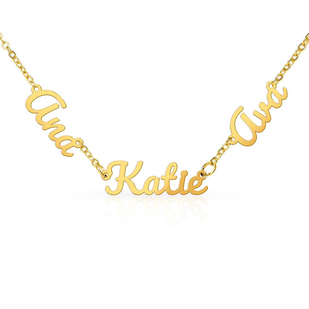 Personalized Multiple Name Necklace – Custom Family Name Jewelry Gift for Mom (2–3 Names)
