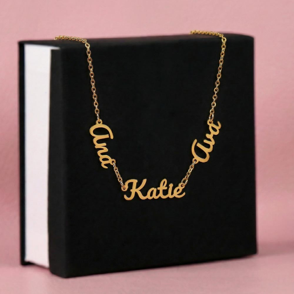 Personalized Multiple Name Necklace – Custom Family Name Jewelry Gift for Mom (2–3 Names)