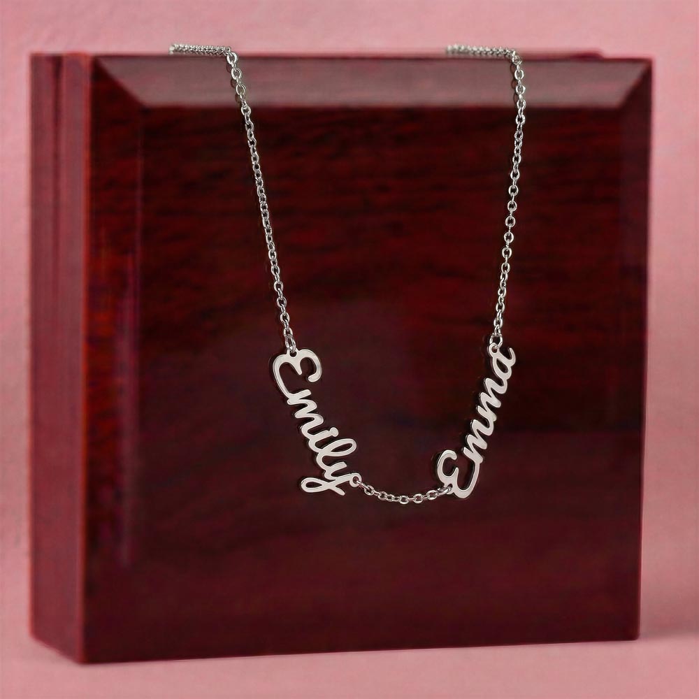 Personalized Multiple Name Necklace – Custom Family Name Jewelry Gift for Mom (2–3 Names)
