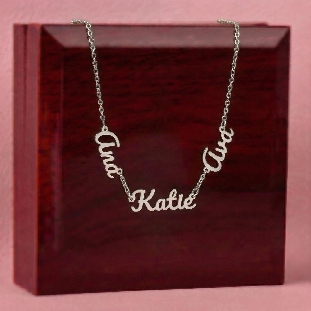 Personalized Multiple Name Necklace – Custom Family Name Jewelry Gift for Mom (2–3 Names)