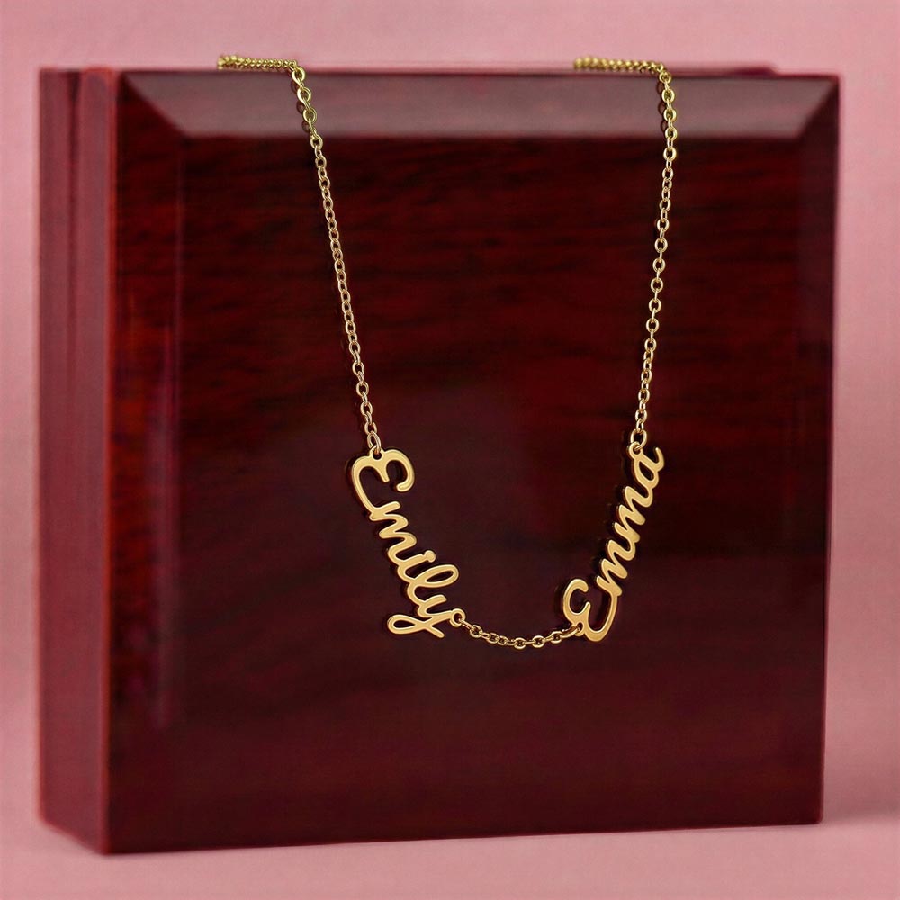 Personalized Multiple Name Necklace – Custom Family Name Jewelry Gift for Mom (2–3 Names)
