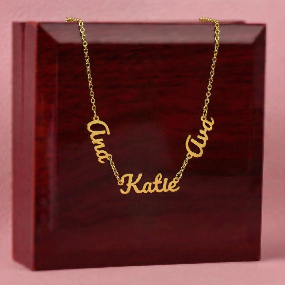 Personalized Multiple Name Necklace – Custom Family Name Jewelry Gift for Mom (2–3 Names)