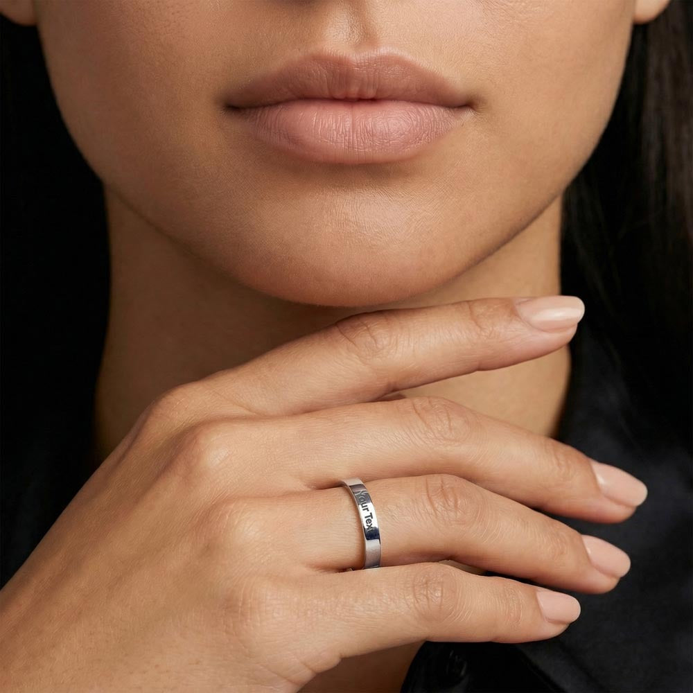 Personalized Engraved Women's Ring – Custom Message Jewelry Gift for Her (Up to 25 Characters)