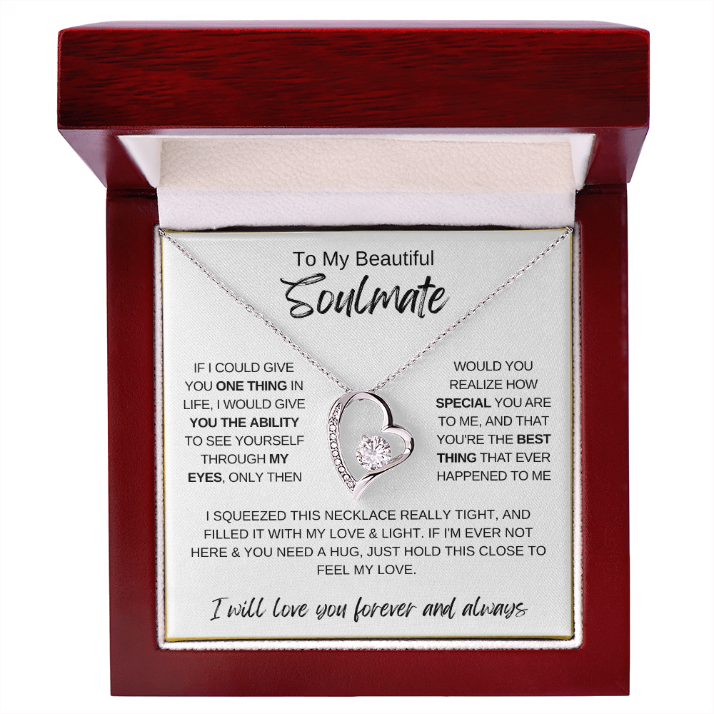 To My Soulmate Necklace, Romantic Gift for Her, Love Message Card Jewelry, Anniversary Gift, Wife or Girlfriend Gift, Heart Necklace