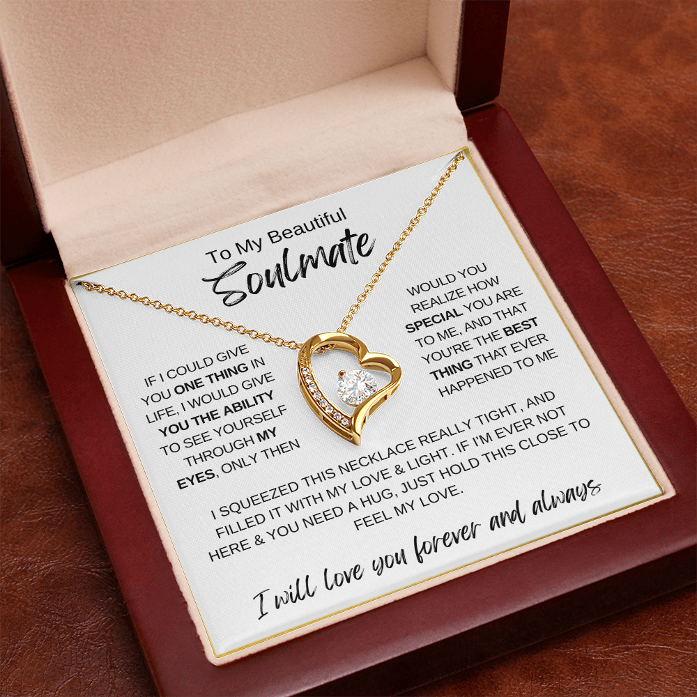 To My Soulmate Necklace, Romantic Gift for Her, Love Message Card Jewelry, Anniversary Gift, Wife or Girlfriend Gift, Heart Necklace