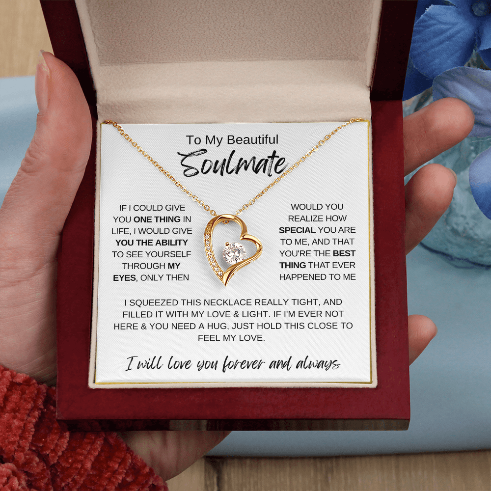 To My Soulmate Necklace, Romantic Gift for Her, Love Message Card Jewelry, Anniversary Gift, Wife or Girlfriend Gift, Heart Necklace