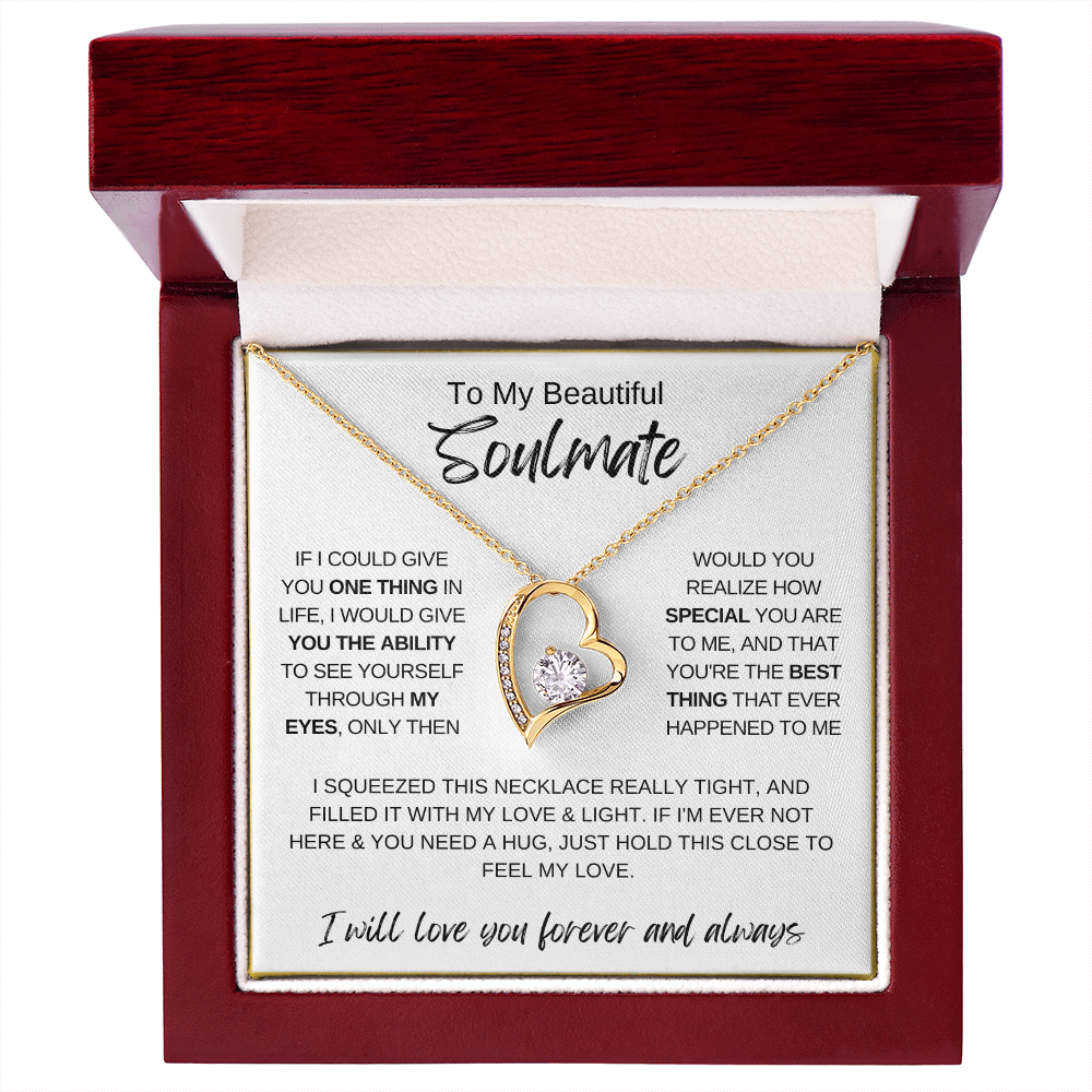 To My Soulmate Necklace, Romantic Gift for Her, Love Message Card Jewelry, Anniversary Gift, Wife or Girlfriend Gift, Heart Necklace