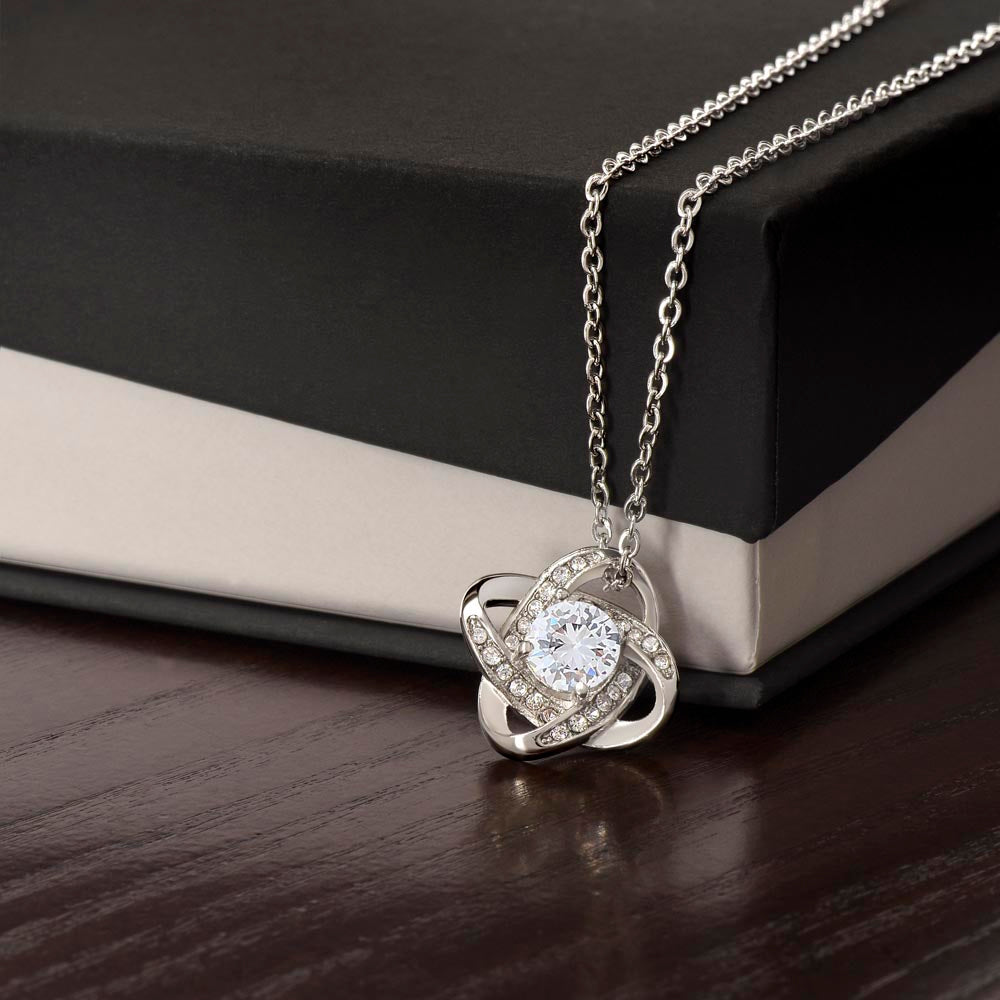 Love Knot Necklace – 14K White Gold Finish | Symbol of Endless Love Gift for Her
