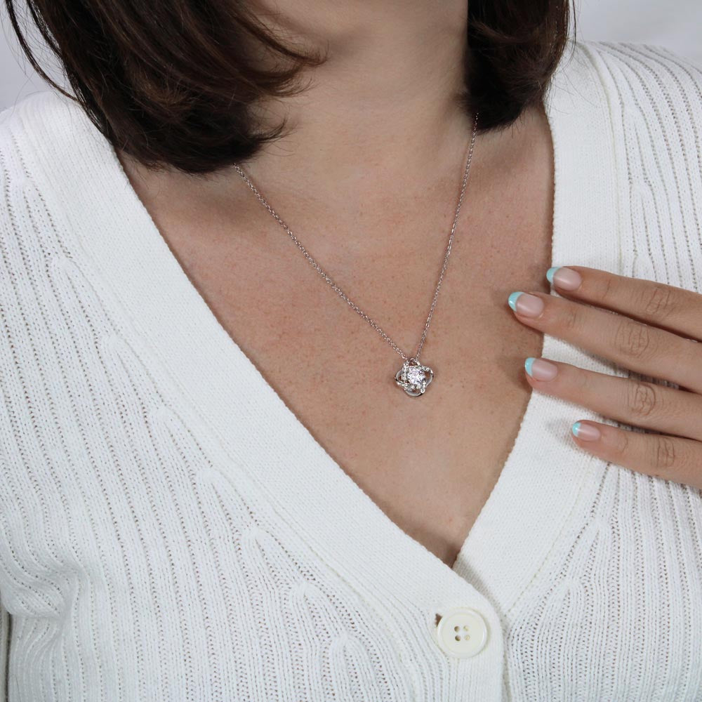 Love Knot Necklace – 14K White Gold Finish | Symbol of Endless Love Gift for Her