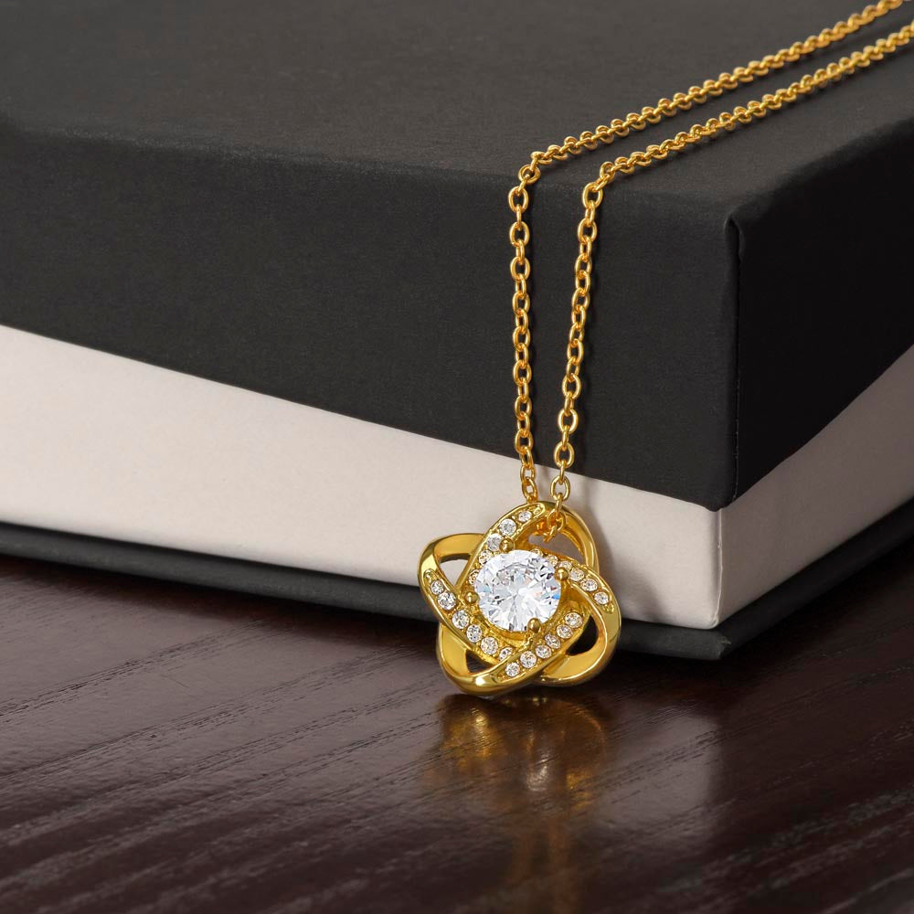 Love Knot Necklace – 14K White Gold Finish | Symbol of Endless Love Gift for Her