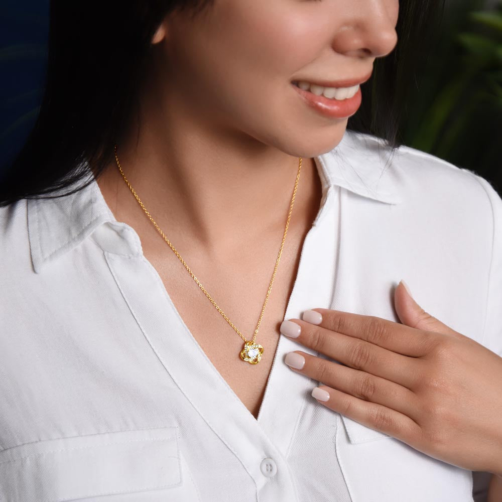 Love Knot Necklace – 14K White Gold Finish | Symbol of Endless Love Gift for Her