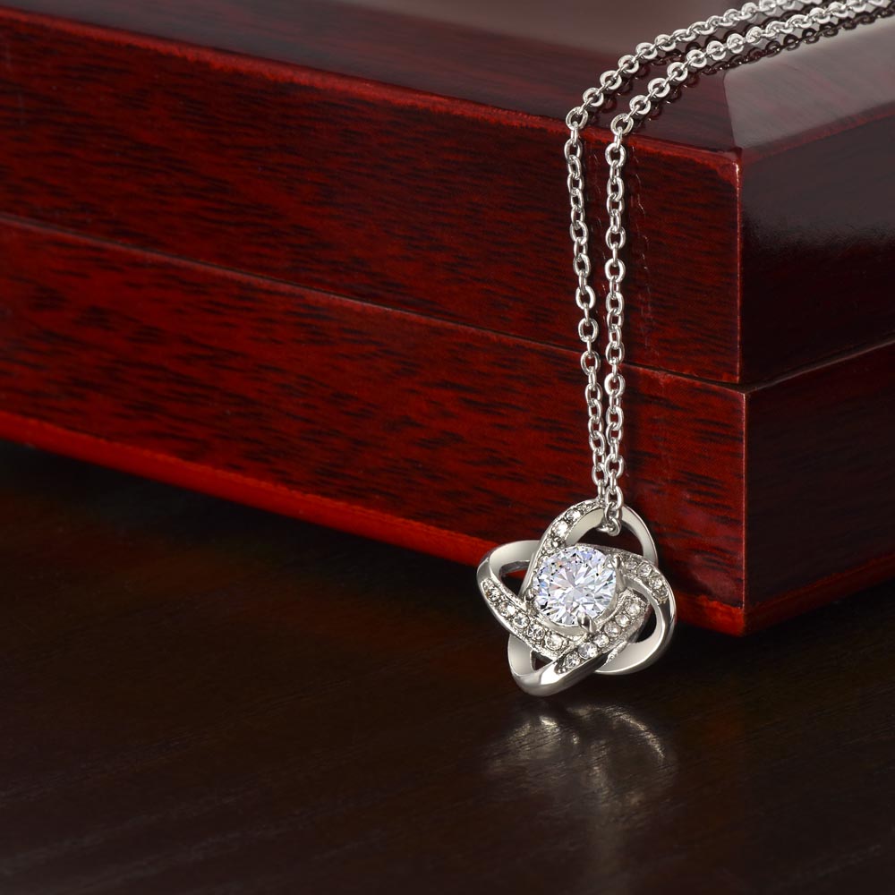 Love Knot Necklace – 14K White Gold Finish | Symbol of Endless Love Gift for Her