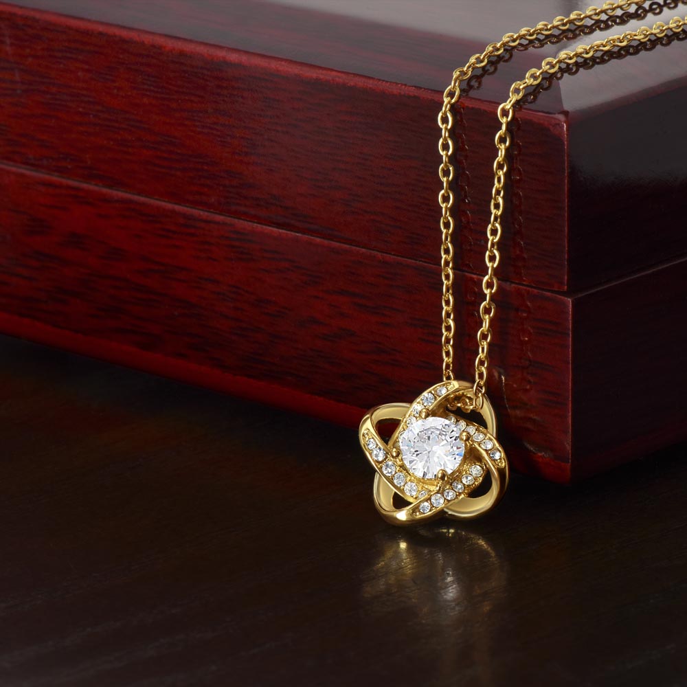 Love Knot Necklace – 14K White Gold Finish | Symbol of Endless Love Gift for Her