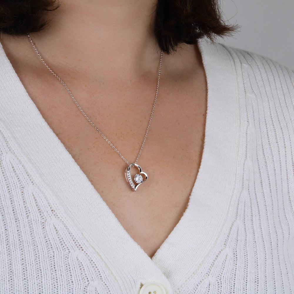 Forever Love Necklace – 14K White Gold Finish | Heart Pendant Gift for Her