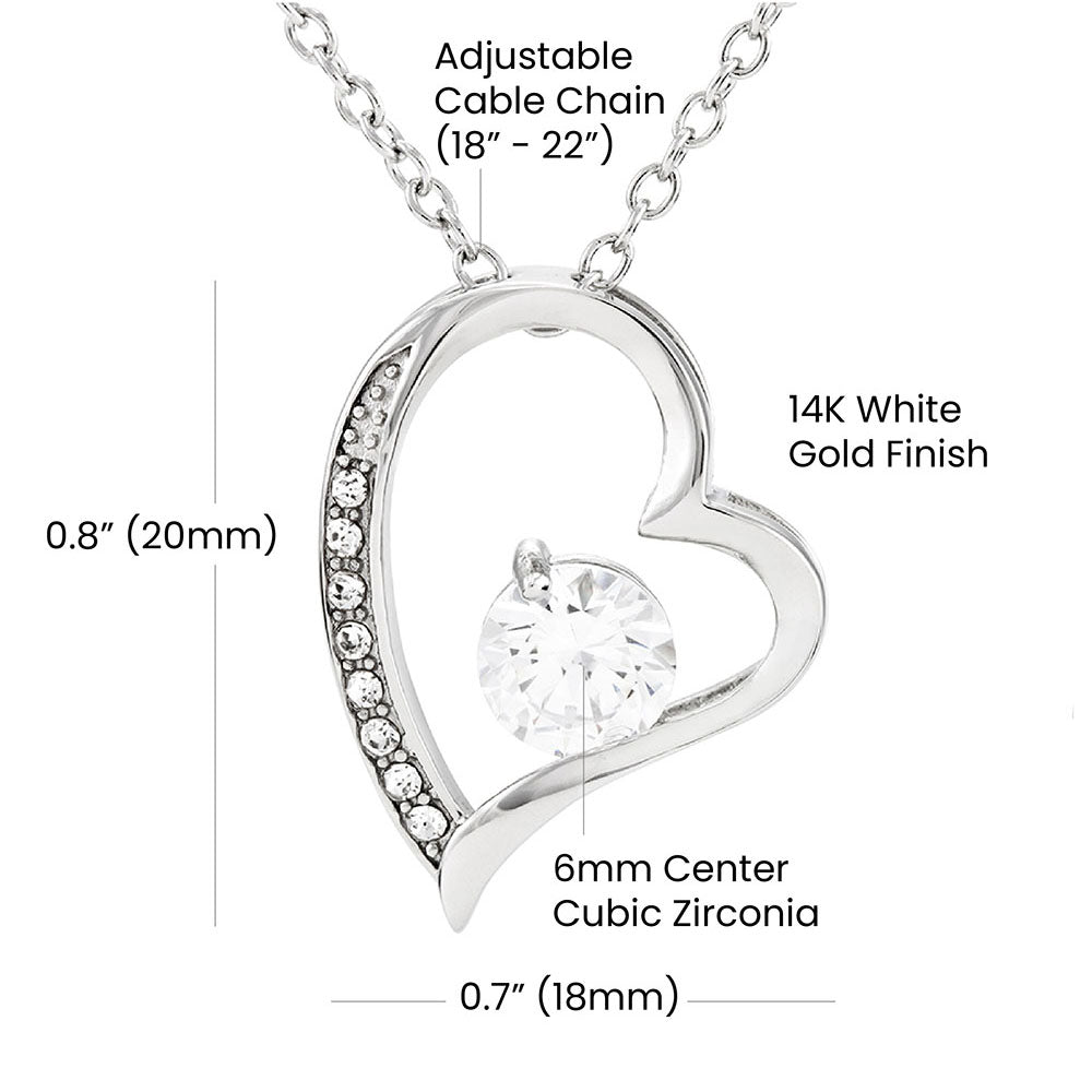 Forever Love Necklace – 14K White Gold Finish | Heart Pendant Gift for Her