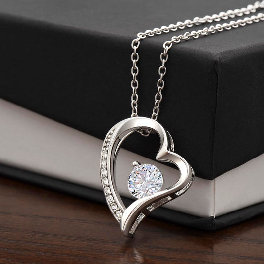 Forever Love Necklace – 14K White Gold Finish | Heart Pendant Gift for Her