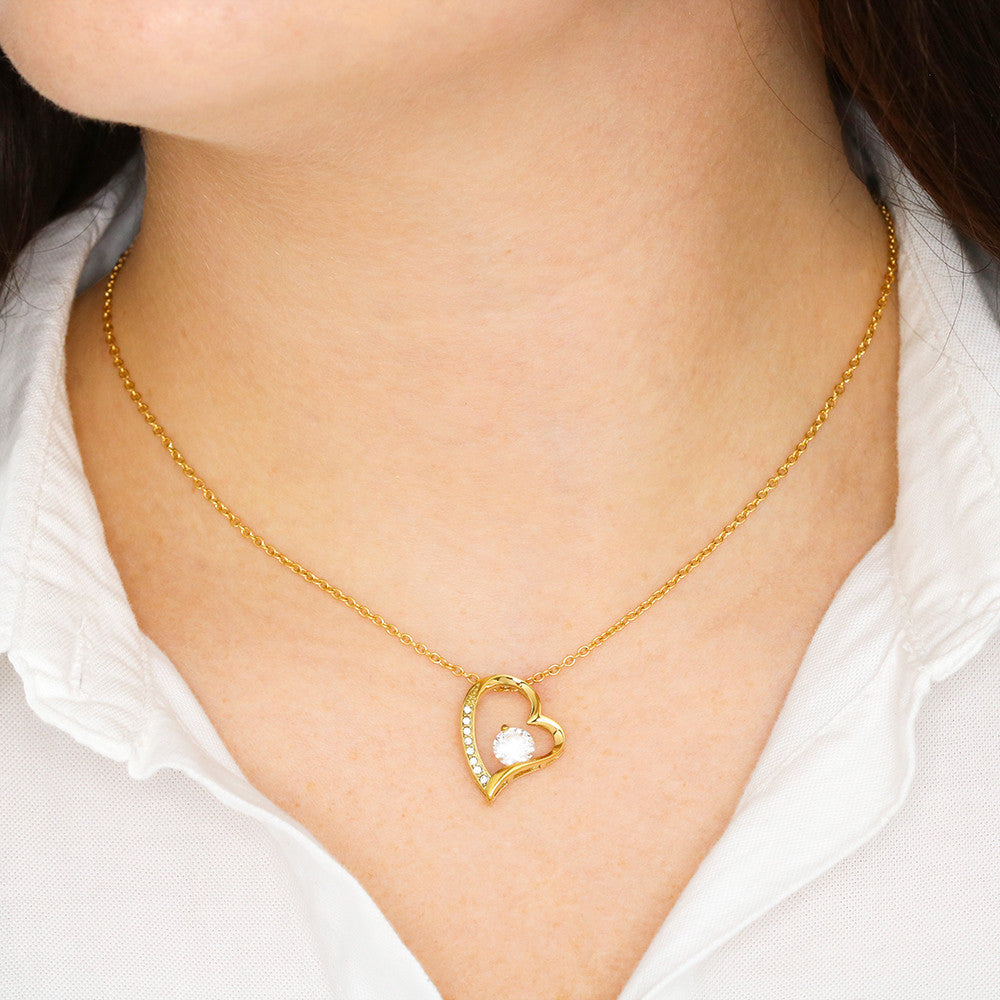 Forever Love Necklace – 14K White Gold Finish | Heart Pendant Gift for Her