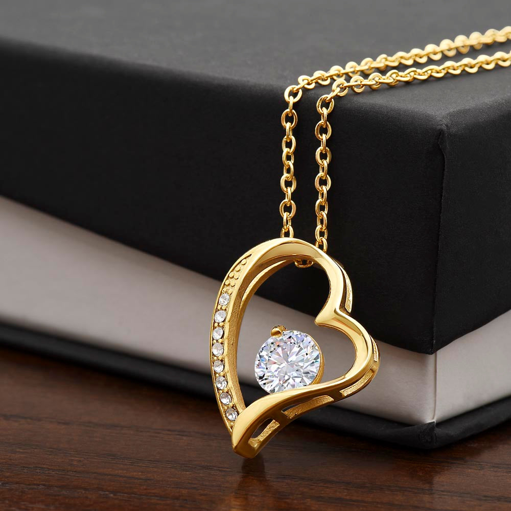 Forever Love Necklace – 14K White Gold Finish | Heart Pendant Gift for Her