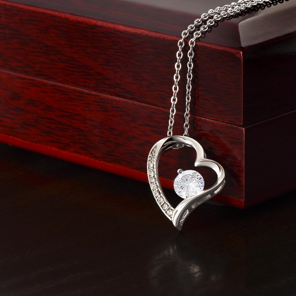 Forever Love Necklace – 14K White Gold Finish | Heart Pendant Gift for Her