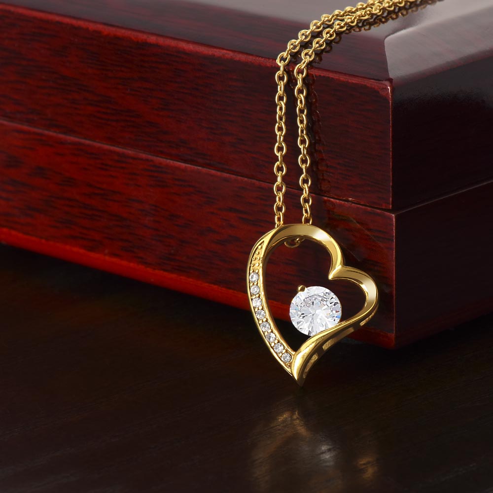 Forever Love Necklace – 14K White Gold Finish | Heart Pendant Gift for Her