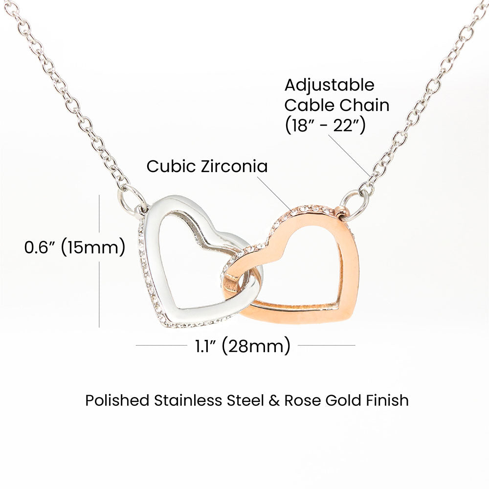 Interlocking Hearts Necklace – Symbol of Love Gift for Her (CZ Crystal Accent)