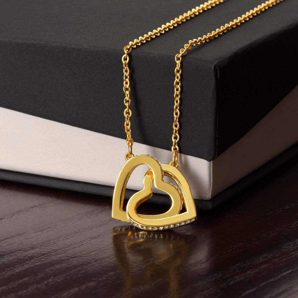 Interlocking Hearts Necklace – Symbol of Love Gift for Her (CZ Crystal Accent)