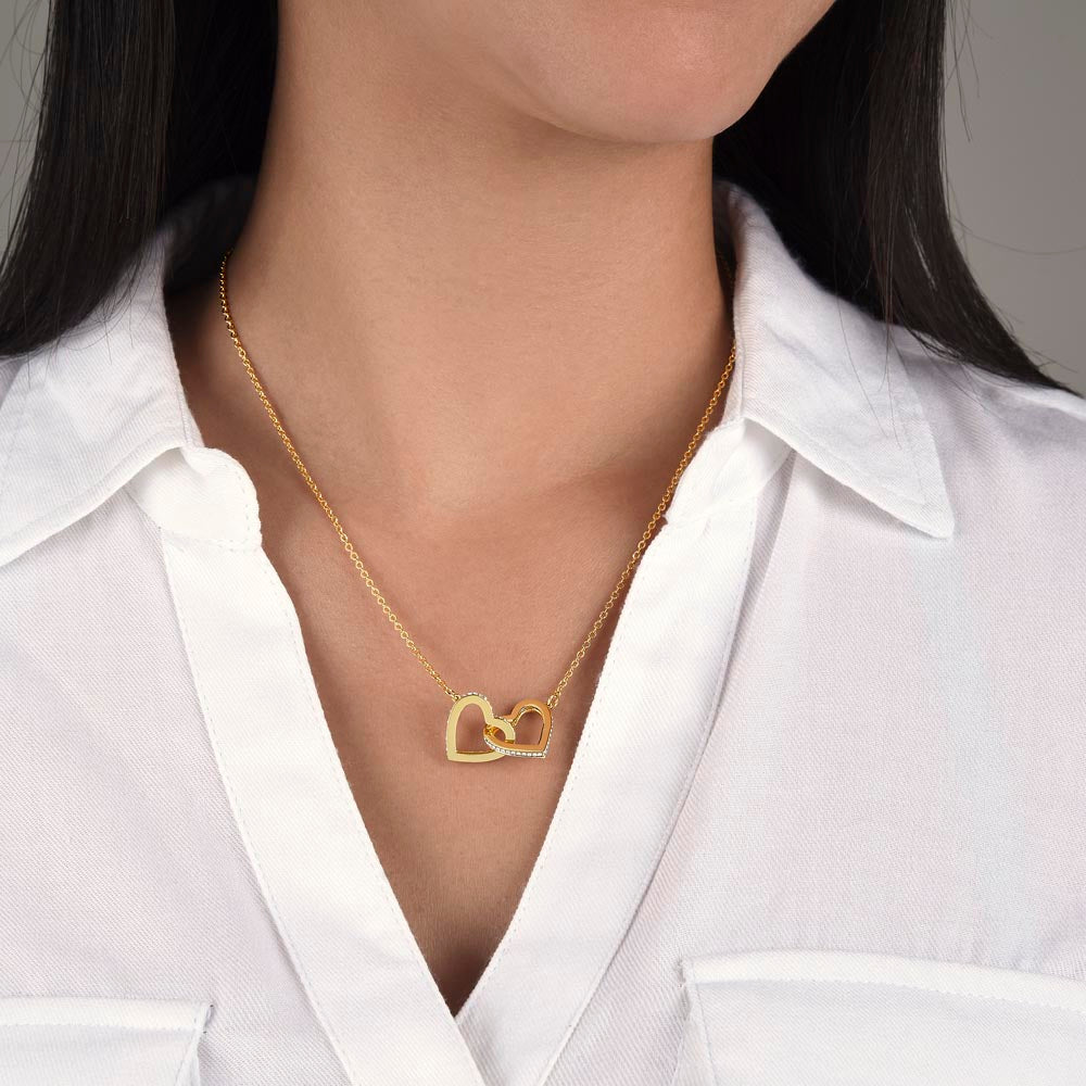Interlocking Hearts Necklace – Symbol of Love Gift for Her (CZ Crystal Accent)