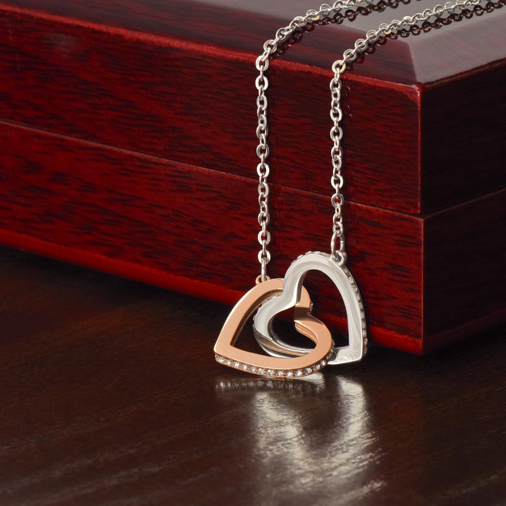 Interlocking Hearts Necklace – Symbol of Love Gift for Her (CZ Crystal Accent)