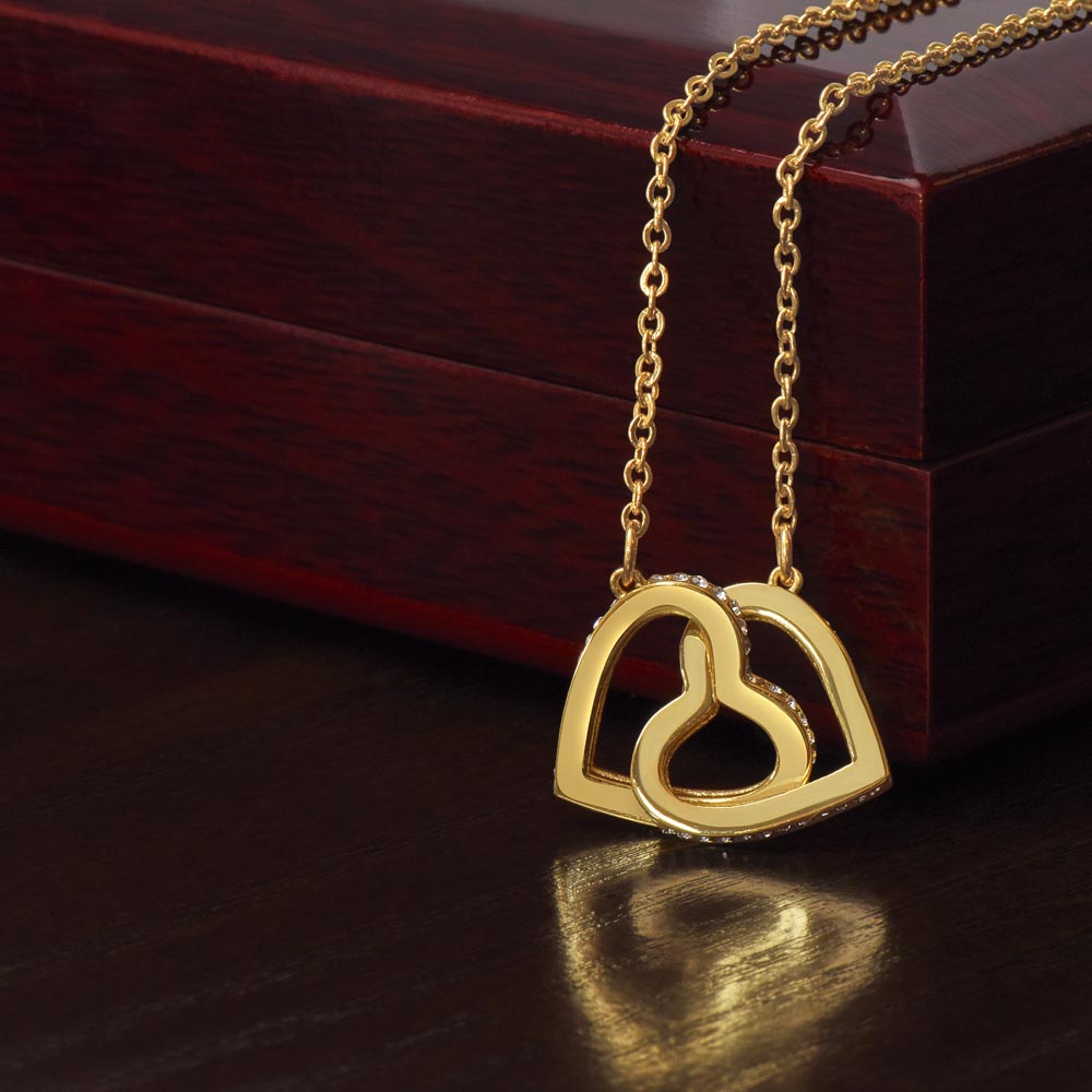 Interlocking Hearts Necklace – Symbol of Love Gift for Her (CZ Crystal Accent)