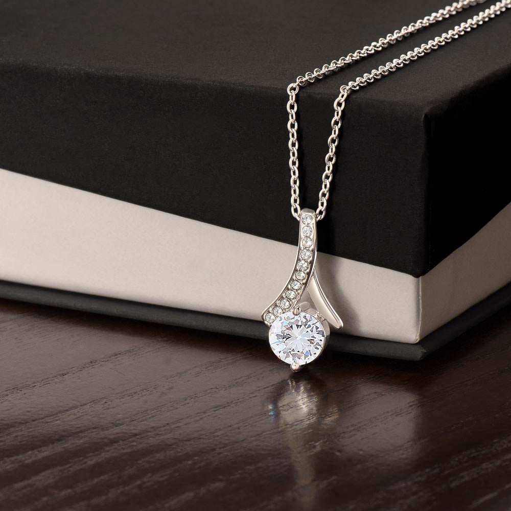 Alluring Beauty Necklace – 14K White Gold Finish | Elegant CZ Pendant Gift for Her