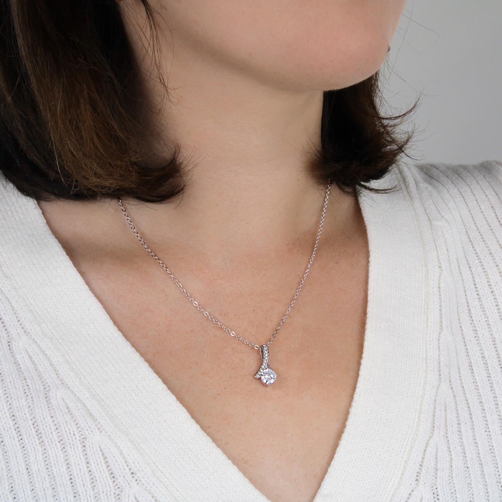 Alluring Beauty Necklace – 14K White Gold Finish | Elegant CZ Pendant Gift for Her