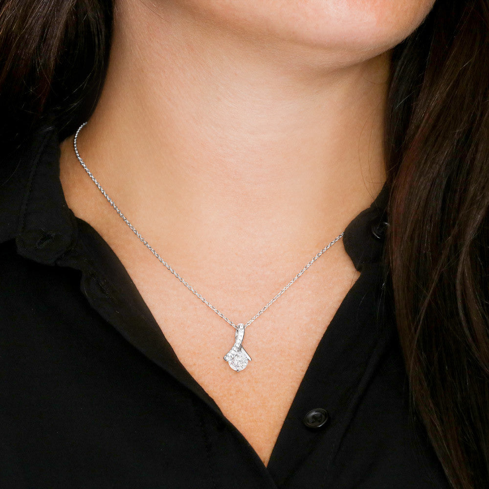 Alluring Beauty Necklace – 14K White Gold Finish | Elegant CZ Pendant Gift for Her