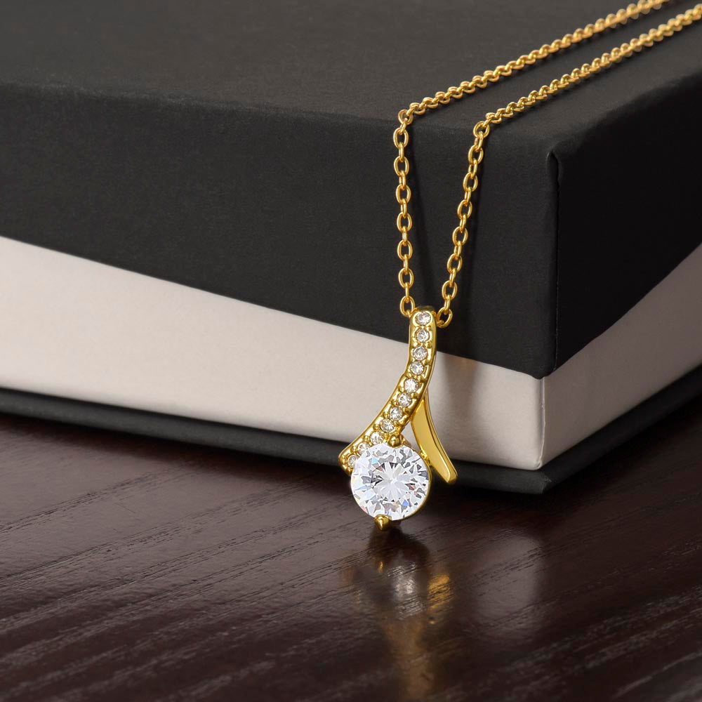 Alluring Beauty Necklace – 14K White Gold Finish | Elegant CZ Pendant Gift for Her