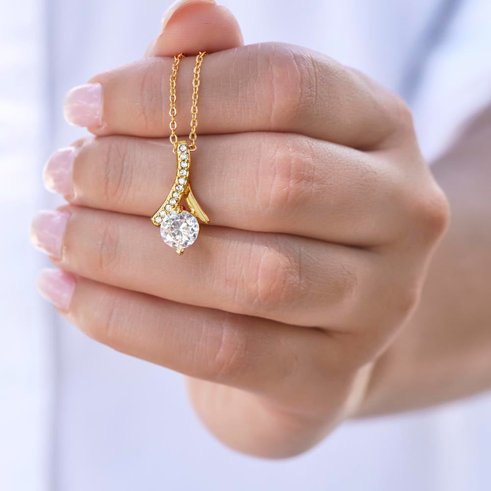 Alluring Beauty Necklace – 14K White Gold Finish | Elegant CZ Pendant Gift for Her