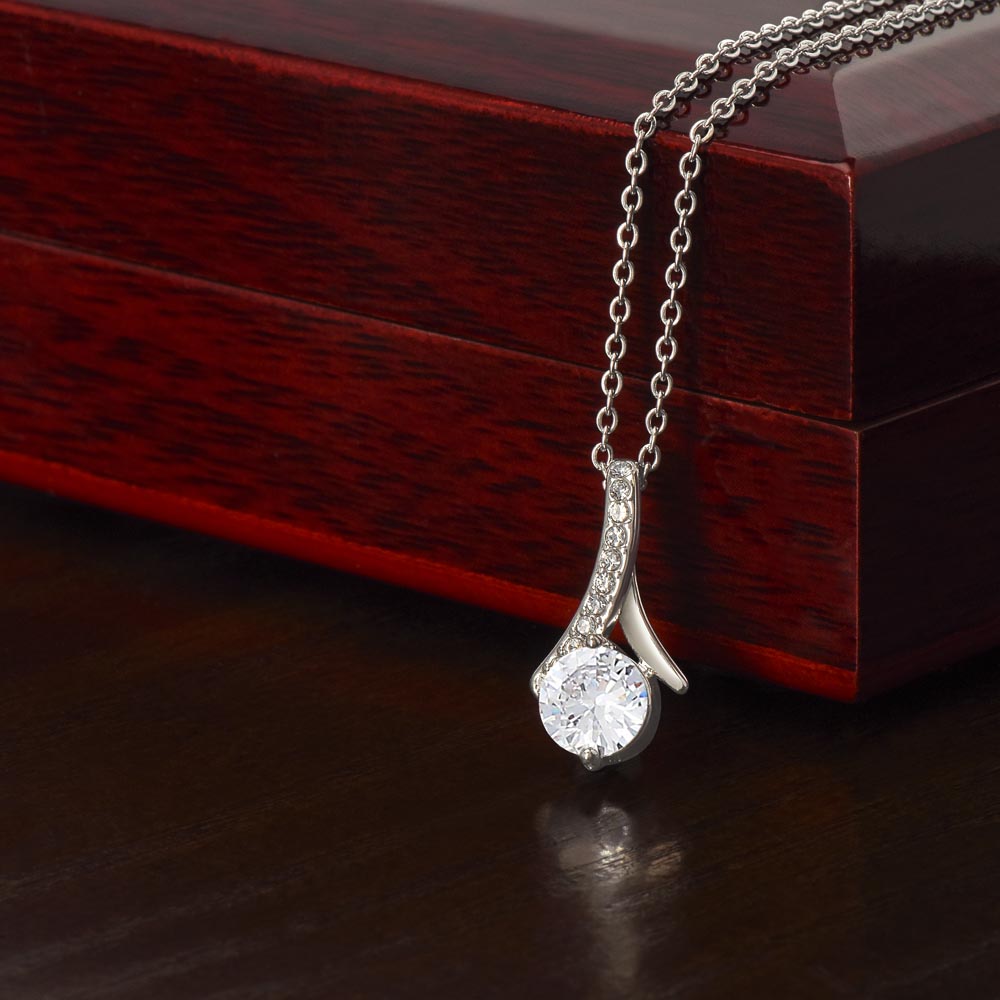 Alluring Beauty Necklace – 14K White Gold Finish | Elegant CZ Pendant Gift for Her