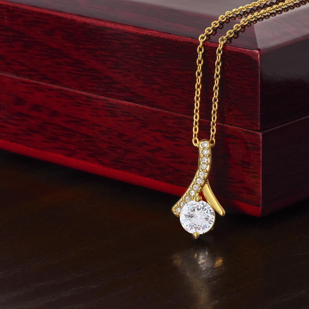 Alluring Beauty Necklace – 14K White Gold Finish | Elegant CZ Pendant Gift for Her
