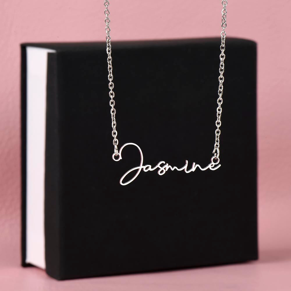 Personalized Signature Style Name Necklace – Custom Script Jewelry Gift for H
