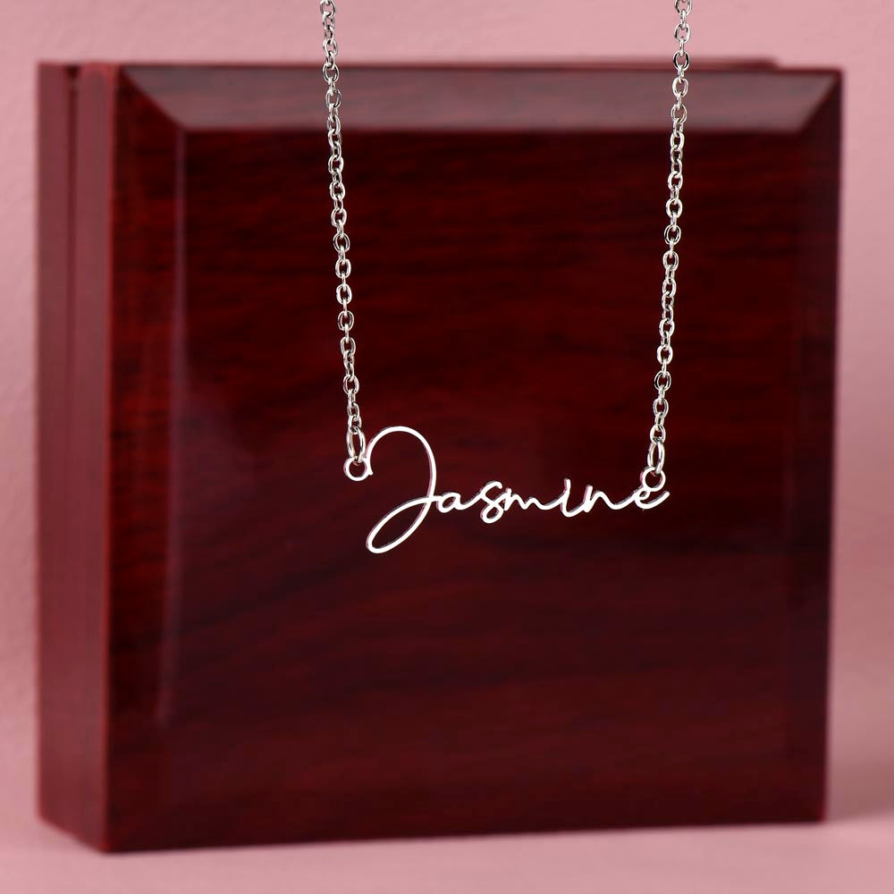 Personalized Signature Style Name Necklace – Custom Script Jewelry Gift for H